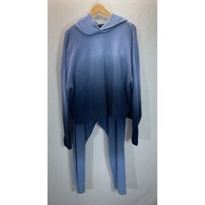 Greyson Koko Cashmere Blue Ombre Hoodie Pant Set Cashmere/Wool Knit Sweater Rare